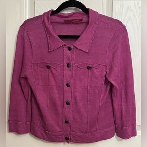 Krimson Klover | Purple/Pink Orchid Cardigan Jacket‎ Sweater Linen Sz M